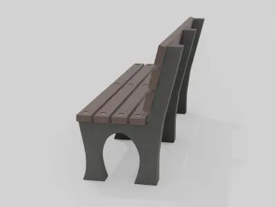 Outdoor Wooden Bench 2 Low-poly 3D model