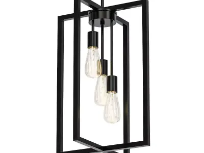 Gastown 3 three light pendant hanging from frame 3D model