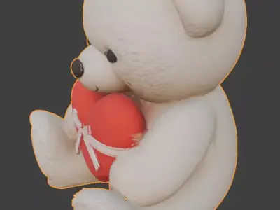 Valentine s Day Teddy Bear 3D Model Low-poly 3D model