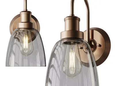 Glass and Leather And Versatile Bath Sconce 3D model
