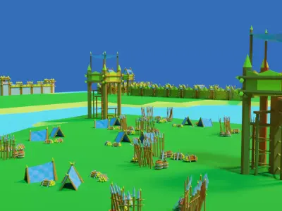 Medieval buildings pack Free low-poly 3D model