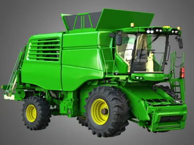 JD - T560 Harvester Combine - with Wheels 3D model