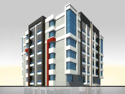 House Architectural 3d Model with Render Scene Low-poly 3D model