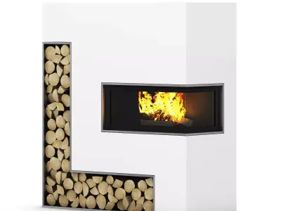 Large Wall Fireplace 3D model