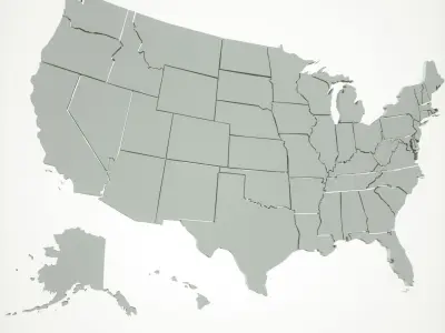 USA States 3D Low-poly 3D model