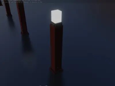 Street Light 8 Bollard 900mm Dark Red Version 3 Low-poly 3D model