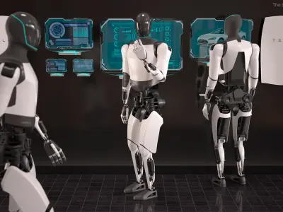  Tesla Optimus Gen 2 Humanoid Robot White Rigged 