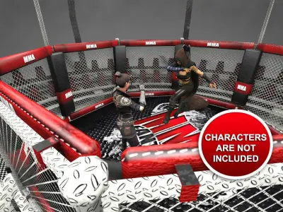 Futuristic MMA Combat Cage Low-poly 3D model