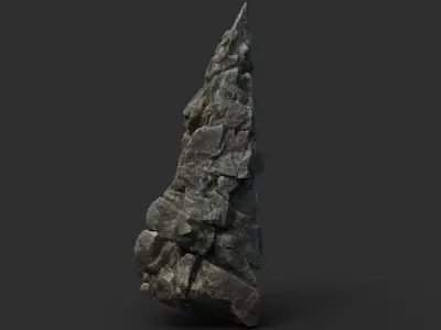 Low poly Black Cliff Modular Rock 210712 Low-poly 3D model