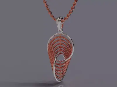 Dynamic Spiral Rope necklace with Geometric Texture  3D print model