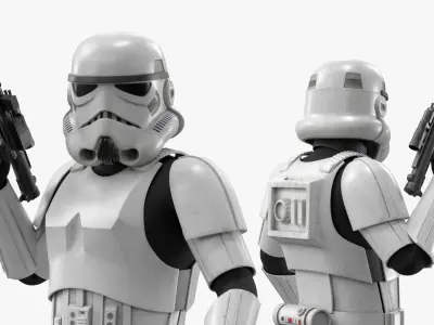  Star Wars Imperial Stormtrooper Raised Blaster Combat Pose Dirty 