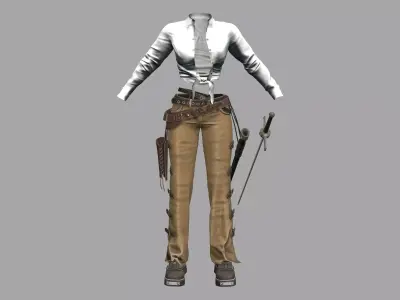 Steampunk Western Outfit Low-poly 3D model