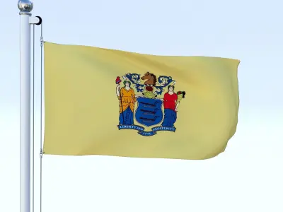 Animated New Jersey Flag Low-poly 3D model