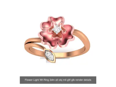13 Flowers Light Wt Ring 3dm stl obj mtl gltf glb render 3D Model Pack