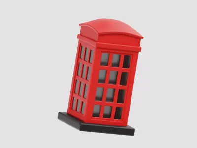 British Red Telephone Box telephone booth Low-poly 3D model