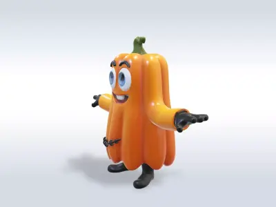 Cheerful Pumpkin Boy Halloween Character 3D model buy