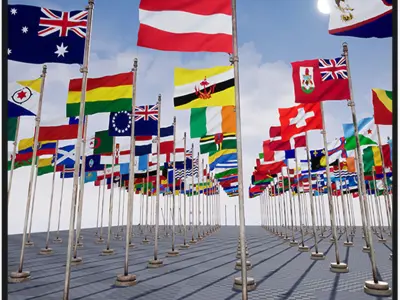 Flags Package  250 Flags Low-poly 3D model