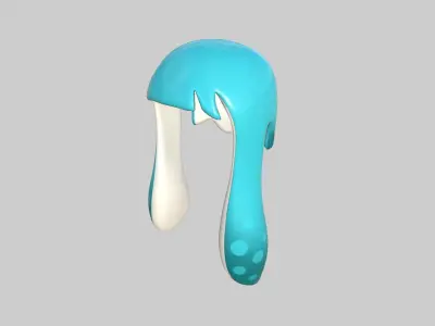 Inkling Hair 05 Light Blue - Splatoon Character Design Low-poly 3D model