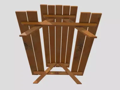 Picnic Table Yellow Wood Low-poly 3D model