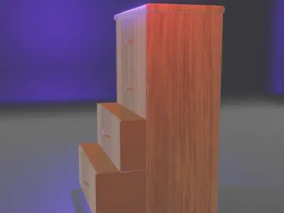 wardrobe wooden chest of drawers with lights 3D model