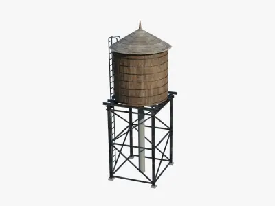 Rooftop Watertanks Low-poly 3D model