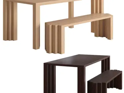 Mokko Cadence Table and Bench 3D model