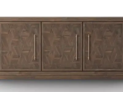 Three-Door Credenza Modern Sideboard in Dark Brown Oak - Tumbler Low-poly 3D model