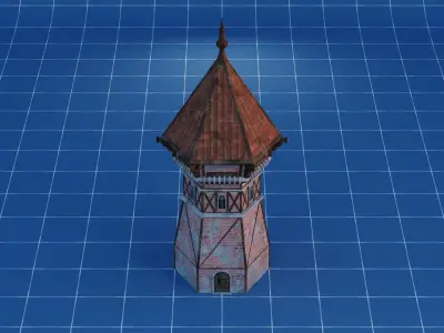 Medieval Watchtower 02 Low-poly 3D model