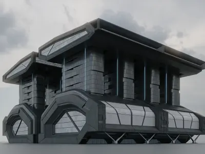 Modular futuristic sci-fi building  3D model