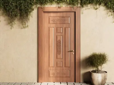Traditional Wooden Door - Classic Design 3D model