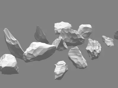 Obsidian rocks HD pack - 15 pieces 3D model
