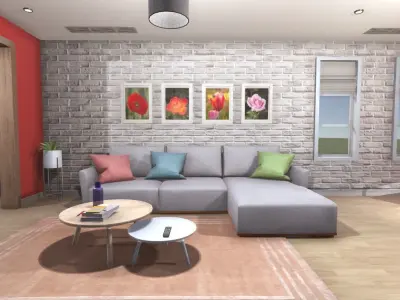 Elegant Living Room Low-poly 3D model