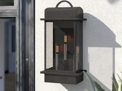 3 - Bulb Beveled Glass Outdoor Wall Lantern 3D model