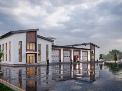 fire station Low-poly 3D model