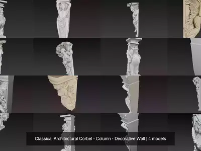 Classical Architectural Corbel - Column - Decorative Wall 3D Model Pack
