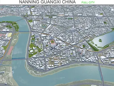 Nanning Guangxi China 50km AI Low-poly 3D model