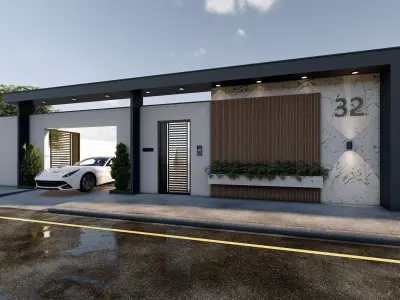 Minimal villa Entrance Gate 3D Model Sketchup Low-poly 3D model