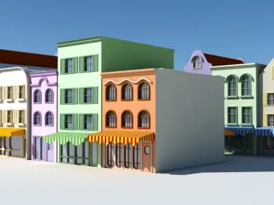 Cartoon Buildings 3D model purchase