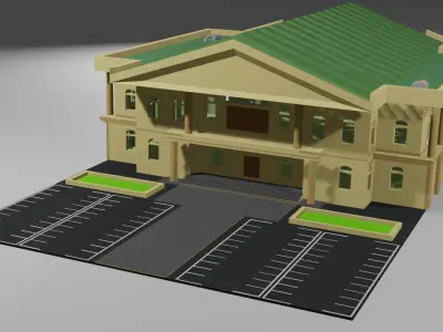 Lowpoly city hall Low-poly 3D model