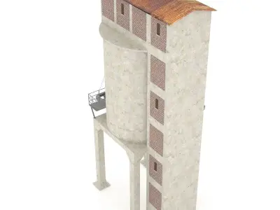 Concrete coal silo 3D model