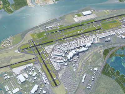 Philadelphia International Airport 10km Low-poly 3D model