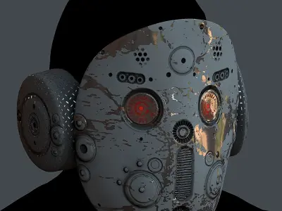 Gas mask helmet 3d model scifi Low-poly Low-poly 3D model 10