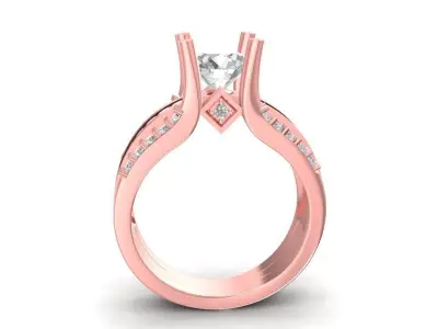 Elegant Split Shank Diamond Engagement Ring for Women 1422 3D print model