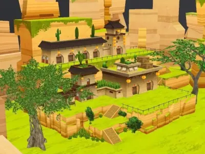 Enviroment China Low-poly 3D model