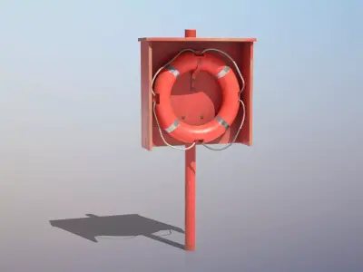Lifebuoy On Holder  Low-poly 3D model