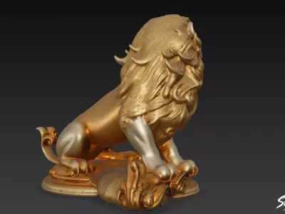 Lion Statue V28 Low-poly 3D model