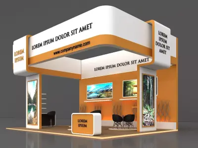 Booth Exhibition Stand Stall 8x6m Height 500 cm 3Side Open 3D model