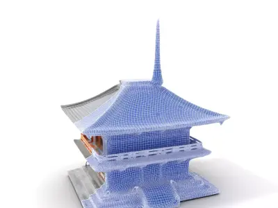 Traditional Pagoda model pack Low-poly 3D model