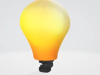 Vibrant Yellow Lightbulb 3D Asset 3D model