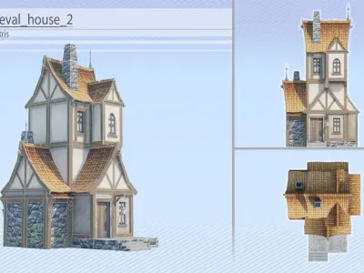 Low-poly medieval houses Low-poly 3D model